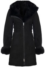 Women's Black Hooded Suede