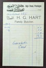 1952 H. G. Hart, Butcher, High Street, Presteigne, Wales Invoice