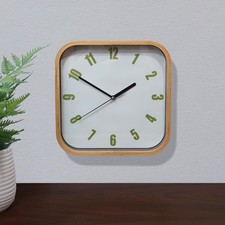 Retired IKEA Green/Birch Bentwood PIRO Square Wall Clock By Johanna Jelinek