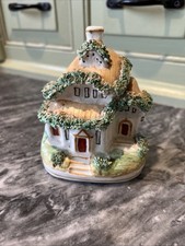 Antique Staffordshire thatched cottage  (A) 4.5 inches.