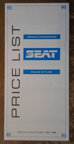 Seat range orig 1988 mkt - 1988, uk