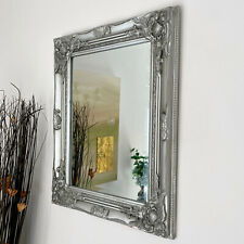 Silver Baroque Rococo Wall Mirror Shabby Chic Rectangle Wood Frame French Style 