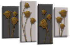 Floral Wall Art Gold Living