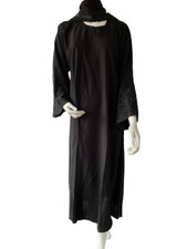 A-Line Lace Diamante Kimiono Cuffed Nida Abaya/Jilbab/Maxi in Black in size 52