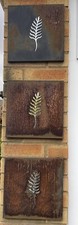 Rustic 11” Square Metal Wall Art Set of 3 Mirror Leaf Distressed Metal Hanging