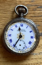 H.Samuel Manchester, Silver, Enamelled face, small Pocket Watch. Antique