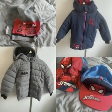 Boys Superhero Coats Warmwear Bundle, Caps, Scarf. Marvel, Spider-Man Age 4-5