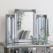 Ornate Vintage Silver Triple Dressing Table Mirror bedroom home decor