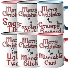 Rude Text Funny Christmas Mugs