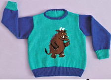 0137 Knitting Childs Gruffalo Motif Sweater 22-28ins DK - Vintage Pattern Copy