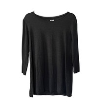 Labo Art Black Linen Tunic Top