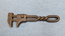 Twisted Handle F Wrench Adjustable Spanner Monkey Wrench 8" Rare Vintage Antique