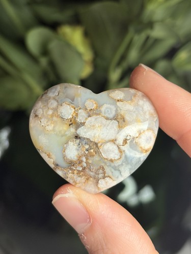 Flower agate crystal heart