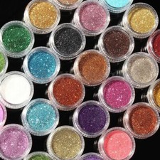 24 Fine Dust Glitter Nail Art Pot Face Body Eye Shadow Craft Iridescent Cosmetic