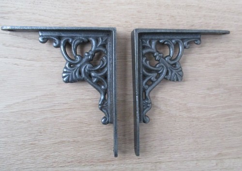 Pair antique cast iron ornate - cast,
