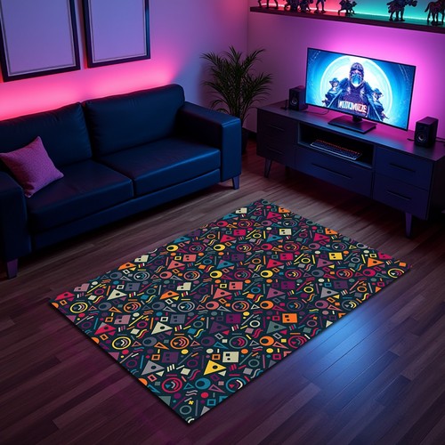 Colorful retro arcade - arcade, rug