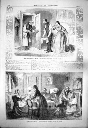 Original old antique print - old,