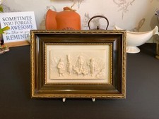 Framed Bas Relief Petrified Limestone Carving Made in France Signed C.F. Becker