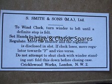 Vintage Smiths MA Dash Car Clock Label Swing Out Bullnose Morris Austin 1920s