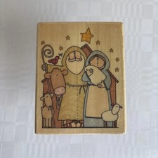 Country Nativity Christmas Uptown Rubber Stamp Sue Dreamer 1999 RARE Never Used