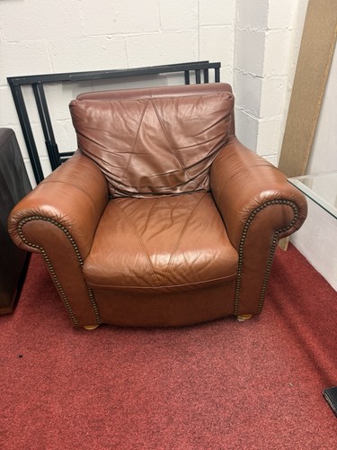 Brown leather armchair - leather,