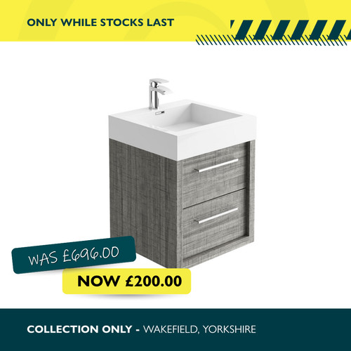Grey wall hung vanity unit - grey,