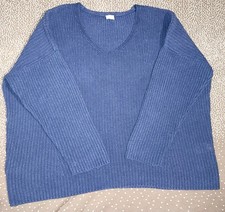 Poetry  Blue V-Neck  70% Cotton / 30% Linen  Jumper Size 16 