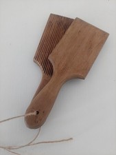 Vintage Butter Pats Paddles Wooden Ribbed Ridged 20cm Long 6.5cm Wide
