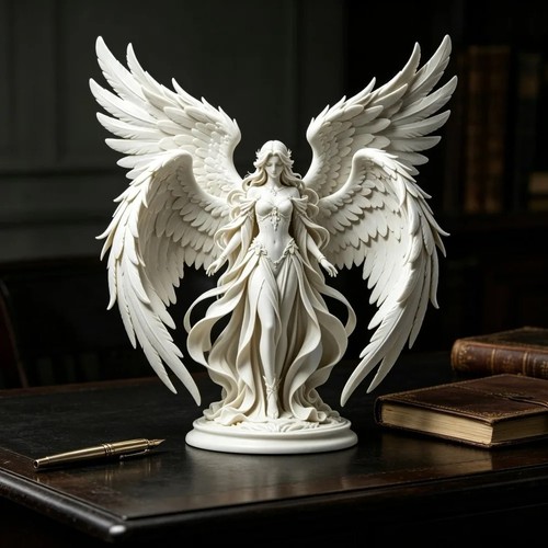 Four wing angel statue - wing, 3d