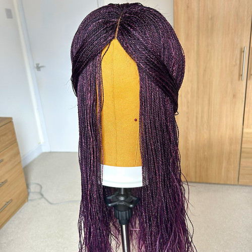 Purple braided synthetic wig - synthetic,