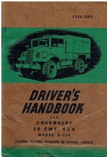 CHEVROLET (CANADA) MODEL C-15A 15cwt 4x4 WW2 ARMY TRUCK ORIG 1943 OWNER HANDBOOK
