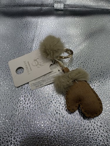 Fur suede mitten bag charm - fur,