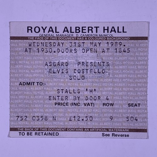 Elvis costello ticket - ticket, original