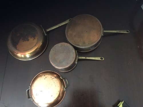 Vintage copper pans with - vintage,