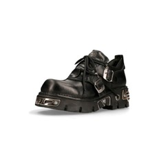 NEW ROCK BOOTS Black Leather Platform Biker Shoes Men's Boots