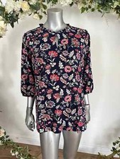 JOULES Cecily Top Size 10 French Navy Floral Jersey Ladies Blouse NEW PH25