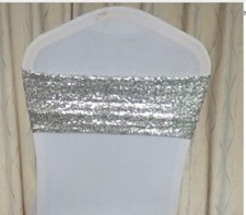 Glitter Sequin Chair Bands Sash Cover 20cm x 65cm