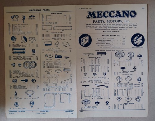 Meccano parts price list - meccano,