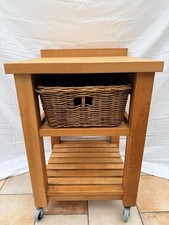 Habitat Olivia Beech Freestanding Kitchen Butchers Block Unit with Basket