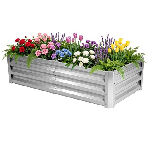 Galvanised steel raised garden - galvanised,