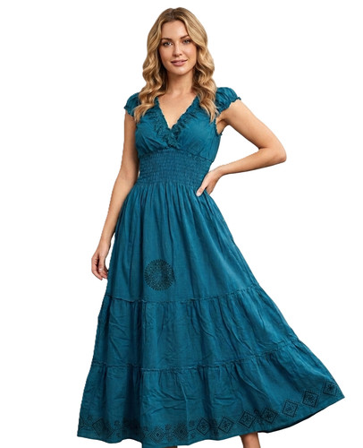 Boho cotton tiered maxi - cotton, dress