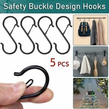 5 Pcs S Hooks for Hanging Safety Buckle, 3.5 Inch Stainless Steel S Shaped Lock