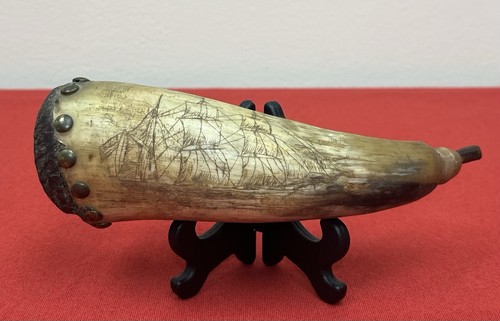 1861 powderhorn scrimshaw - powderhorn, w/