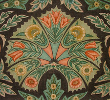 Floral Motifs Charcoal Grey Linen Blend Curtain Upholstery Cushion Fabric