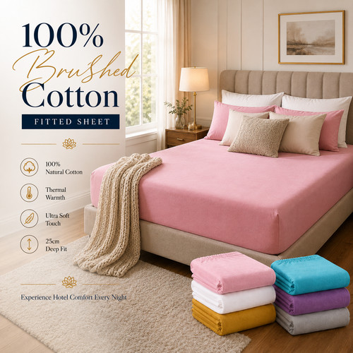 100 brushed cotton fitted - 100%,