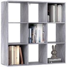 HOMCOM 9 Cube Storage Unit Cabinet Bookcase Display Shelves, Marble Grey