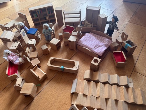 Wooden dolls house furniture - house,