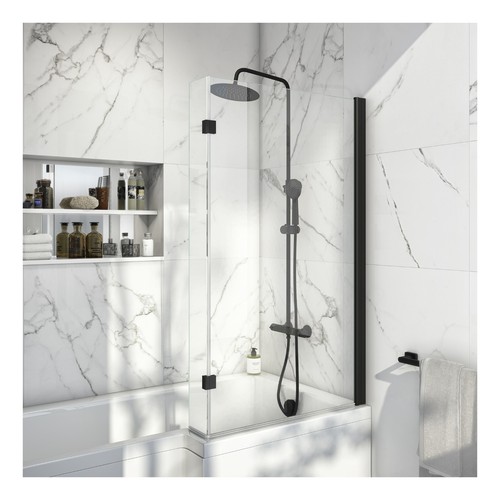 Black shaped bath screen 6mm - l,