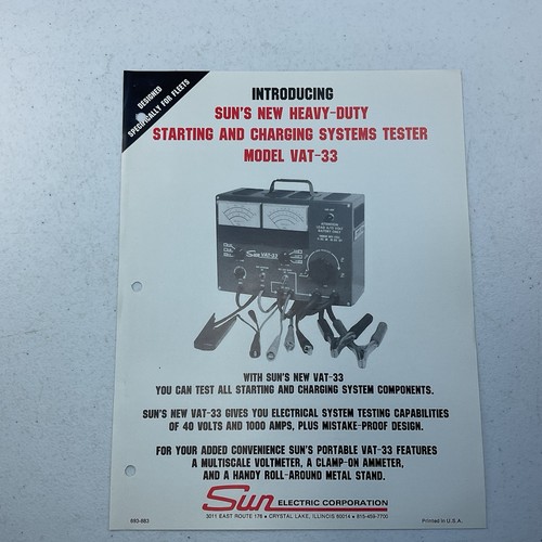 Sun electric vat starting - vat-33, &