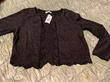 Ladies Black Sparkly Scalloped